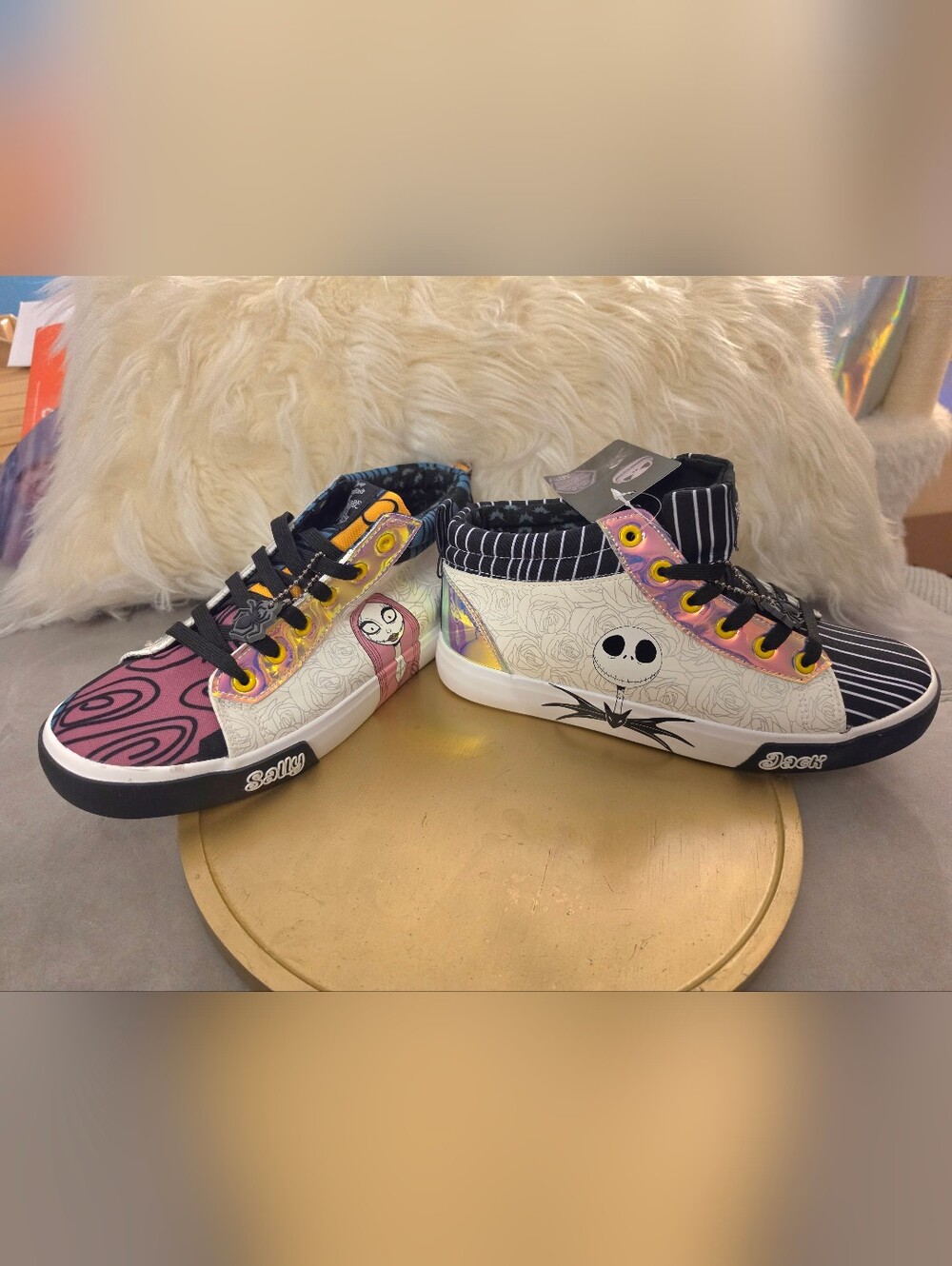 NWT Disney Nightmare Before Christmas Blue Black Striped High Top Sneakers Sz 8